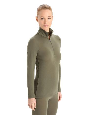 Dámské Base Layers Icebreaker Merino 175 Everyday Long Sleeve Half Zip Thermal Top Olivy Zelené | CZ 1085VRWD